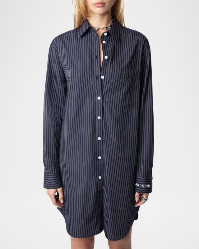 Morning Striped Mini Shirtdress